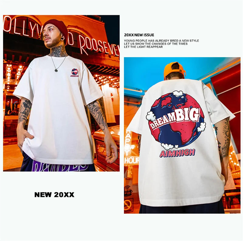 Skatercore Barcode glitch – Summer Funny Earth Printed T Shirt Men Creativity Oversized