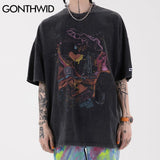 Trapwear Shirt – Gonthwid Oversized T Shirts Hip Hop Distressed Graffiti Punk – Modern Streetwear for Everyone