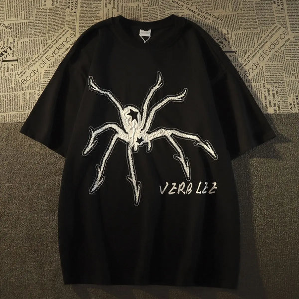 Harajuku Broken heart – Vintage Trend Personalized Spider Print Graphic T Shirt Loos