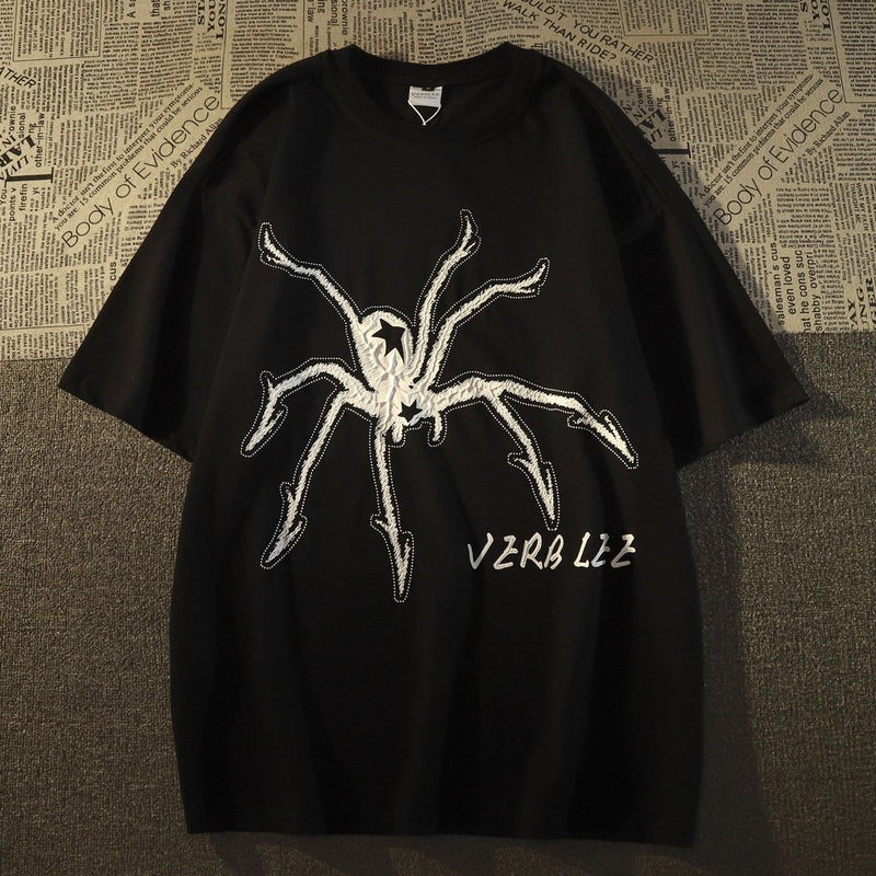 Harajuku Broken heart – Vintage Trend Personalized Spider Print Graphic T Shirt Loos