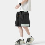 trendy patchwork shorts for men baggy track pants side pockets basketball short pants hip hop street male shorts casual urban shorts