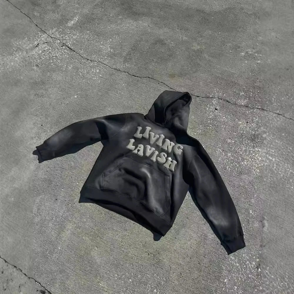 Y2k Winter Long Sleeved Hoodie Sweatshirt Oversized Winter Clothes Streetwear Y2k Vintage Punk Graffiti Print