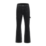 vintage streetwear flared jeans denim hip hop splashing ink wide leg jean overalls for men fashionable retro patchwork jeans y2k unique jeans style 486