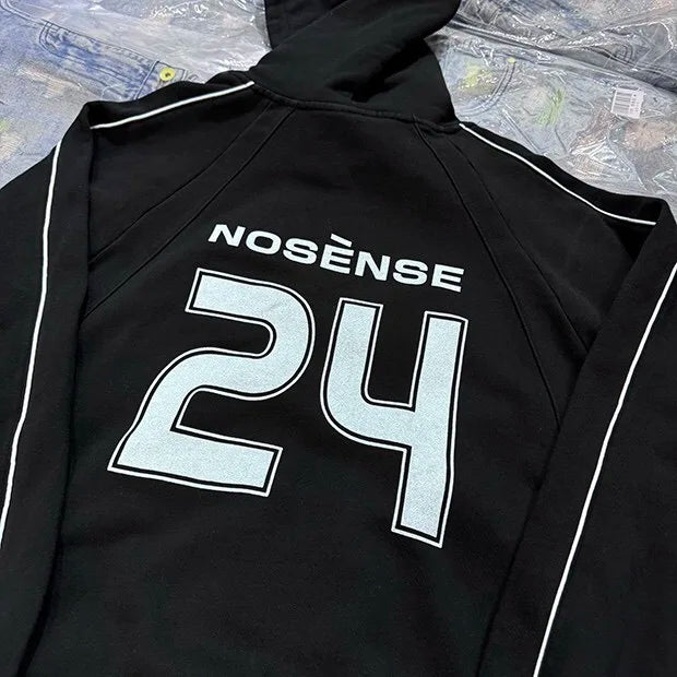 Hip-hop fashion hoodie with gold bling-inspired print