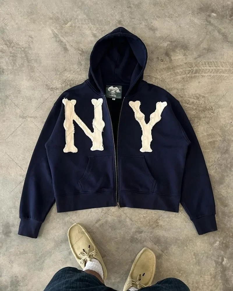 2024 Trendy Brand Letter Embroidered Jacket Men Y2K High Street Fashio