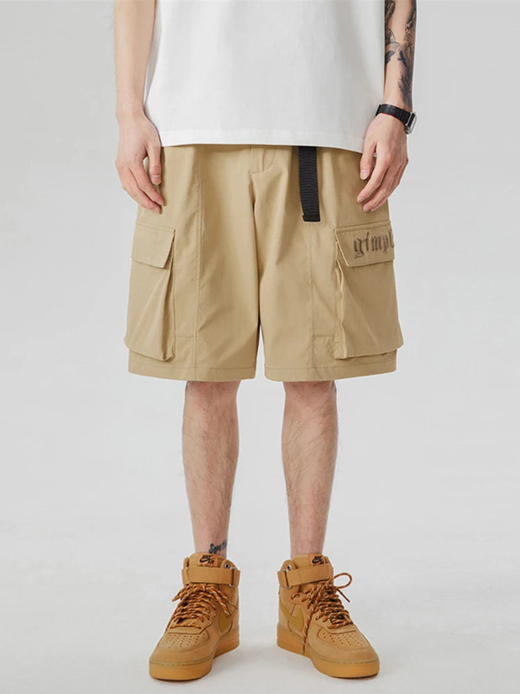summer new american retro cargo shorts for men casual multi pocket baggy y2k shorts streetwear hip hop embroidery short cargo unique cargo style 312