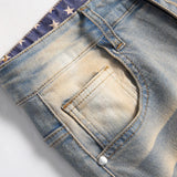 star splicing men jeans vintage blue straight denim pants y2k streetwear man fashion jeans trousers urban skinny jeans