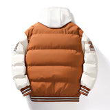 Winter Jacket Men's Two-piece  Hooded Cotton College Style Large Size Warm Baseball Varsity Jacket