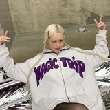 Y2K Clothes Women Long Sleeved Star Letter Graphic Grunge Men Oversize