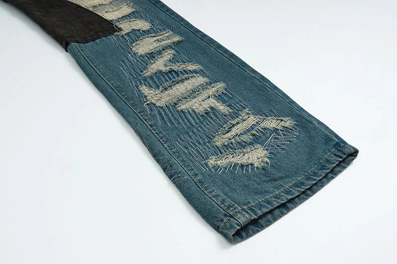 destroy ripped scratched patchwork denim jeans mens casual straight biker zipper trousers streetwear hip hop jean pants joggers unique joggers style 3916
