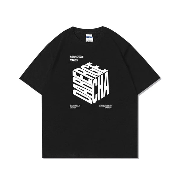 Cyberpunk Crying character – Summer High Street Cube Letter Printed T Shirt Men Casual Lo