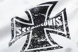 sssaint Louis Vintage Dirty Worn Distressed Cross Print High-Street Graffiti Long Sleeve T Shirt Pullover Summer