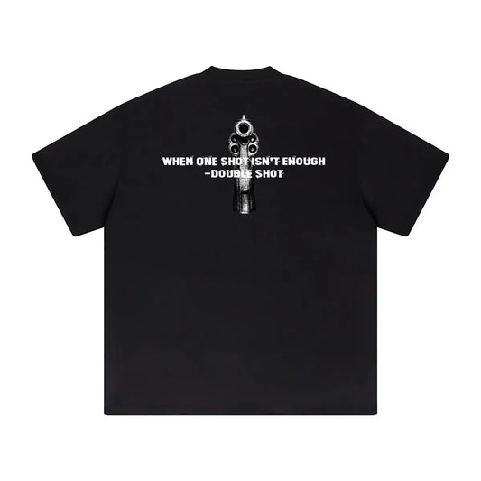 Grunge-style tee with broken grid print and bold lines