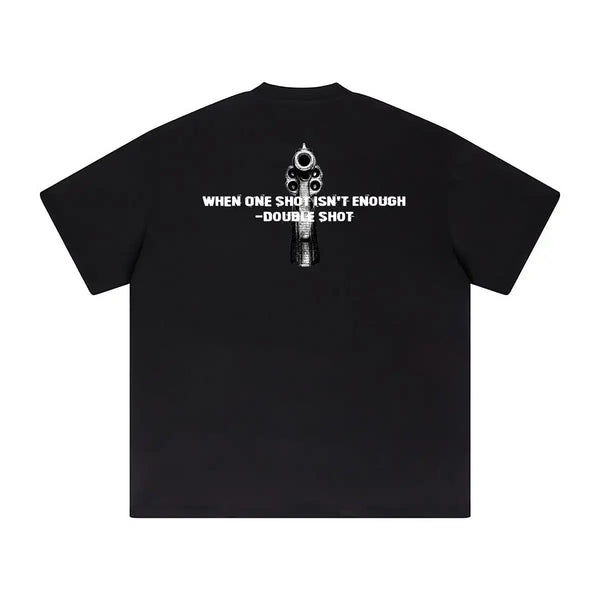 Grunge-style tee with broken grid print and bold lines