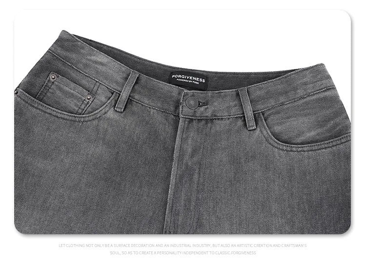 2024 autumn and winter new carbon ash wash worn jeans