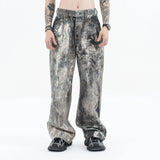 Autumn and winter 2024 new digital printed camo splash ink baggy jeans