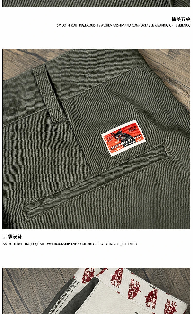 men business casual fashion pure cotton commute pants japanese streetwear amikaji fashion straight cargo pant trouser unique cargo style 2026