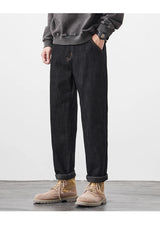 plus size 28 42 micro elastic jeans men classic fashion casual loose straight black denim jeans pant cityboy jeans long trousers unique jeans style 2136