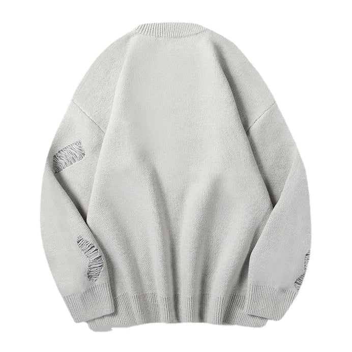 hip hop knitted anime oversized sweater mens ripped sleeve pullover streetwear unisex new casual loose sweaters jumpers knitwear - soft fleece-lined outerwear, gothic aesthetic hoodie for winter, unisex casual winter pullover