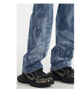 designer human printed denim jeans mens new casual zipper straight hip hop jeans streetwear baggy pants joggers graphic jeans unique joggers style 680