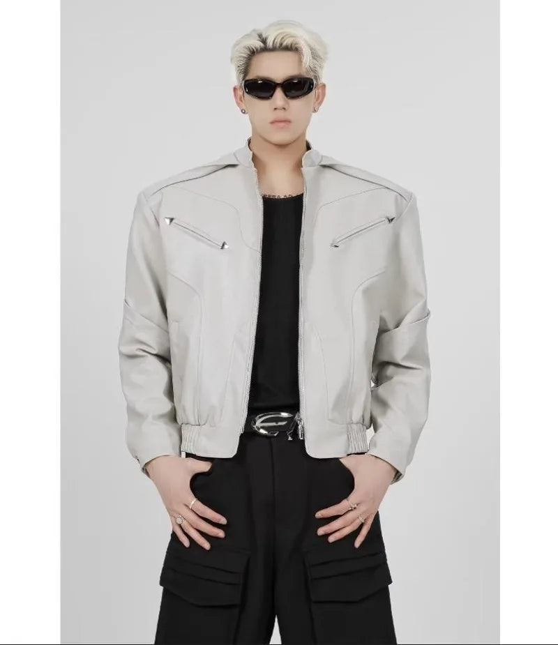 leather varsity jacket, cold weather layer, hip hop