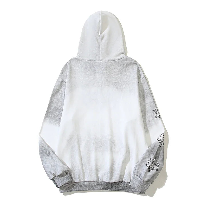 High Street Tie Dye Letter Embroidery Terry Hooded Hoodies For Men And