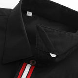New 2021 Luxury Men Classic Embroidered bee stripe Ribbon Fashion Cotton Casual Shirts Shirt High Quality Short Sleeves A65
