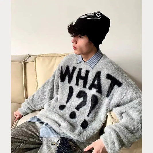 grunge oversized knit streetwear piece for layered look and winter street fits, ideal for men’s fashion and seasonal streetwe
