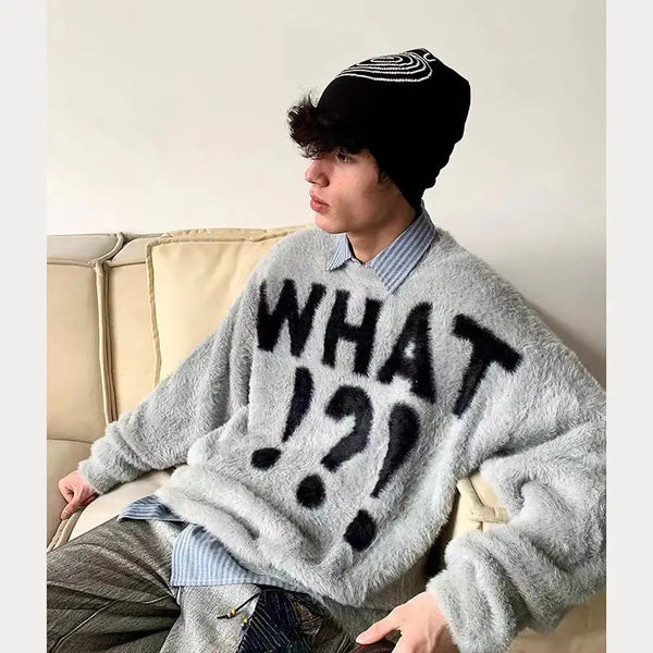 grunge oversized knit streetwear piece for layered look and winter street fits, ideal for men’s fashion and seasonal streetwe