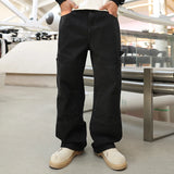 men american streetwear fashion loose casual hip hop wide leg black denim baggy jeans pants man y2k cargo jeans trousers utility cargo pants