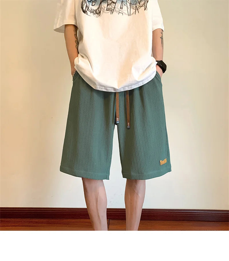 summer running baggy y2k shorts for men casual gym sport short pants threaded solid drawstring basketball bermuda masculina unique shorts style 3534