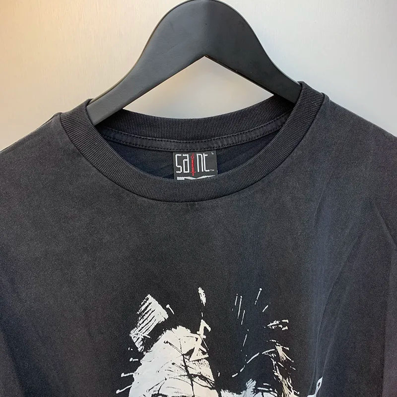 Harajuku Oversized Shirt – Saint T Shirts Men Woman Best Quality Colorful Letter Printi – Urban Streetwear for Men & Women