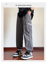 american retro straight leg cargo pants mens baggy casual outdoor gym trousers autumn thin tactical quick dry pantalones hombre unique cargo style 3431