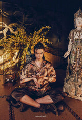 Dunhuang Feitian new Chinese style national trend printed casual short-sleeved shirt 2024 young men and women trendy retro tops