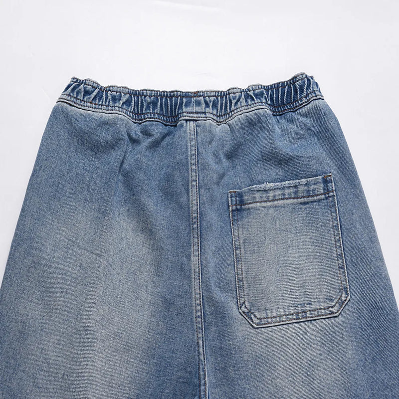 frog drift fashion street style best quality loose simple casual clothing streetwear drawstring pants jeans shorts for men women vintage washed jeans