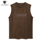 Glitchcore Broken heart – Vintage Mens Y2K Vest Letter Washed Tank Tops Summer High St
