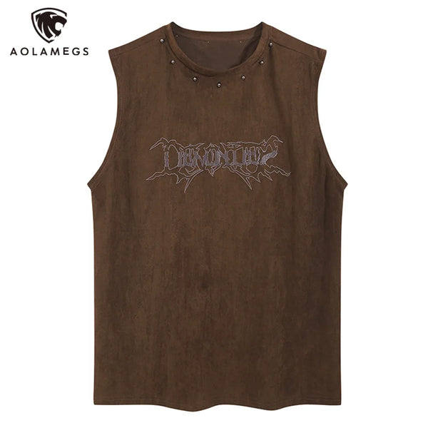 Glitchcore Broken heart – Vintage Mens Y2K Vest Letter Washed Tank Tops Summer High St