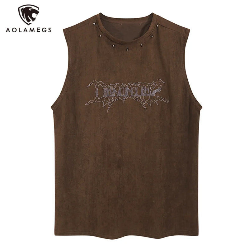 Glitchcore Broken heart – Vintage Mens Y2K Vest Letter Washed Tank Tops Summer High St