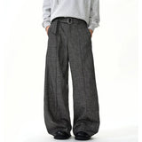 men women streetwear fashion loose casual belt wide leg suit pant boyfriend straight trousers baggy pants relaxed fit trousers