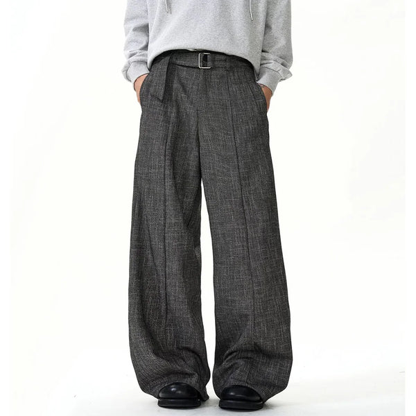 men women streetwear fashion loose casual belt wide leg suit pant boyfriend straight trousers baggy pants relaxed fit trousers