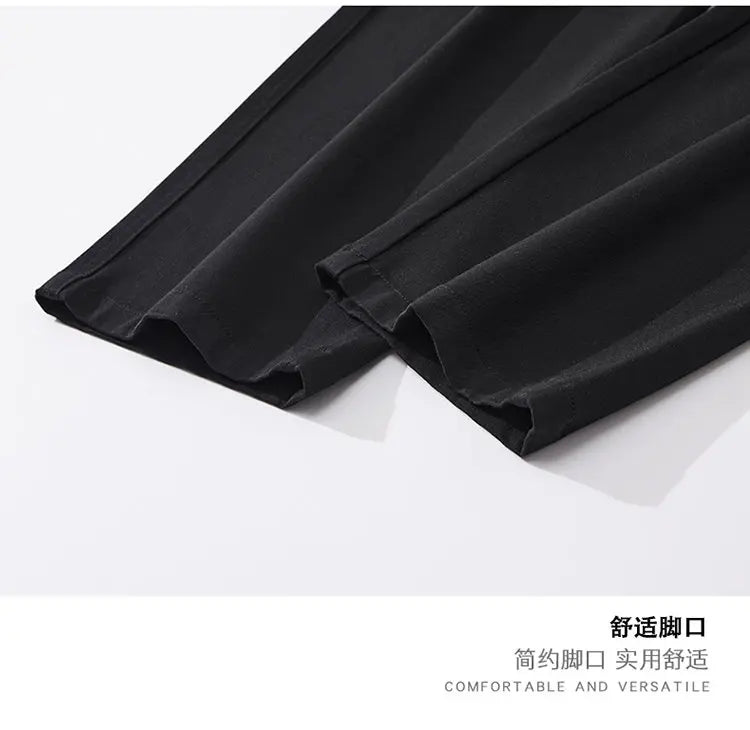 mens trend streetwear fashion loose casual plus size straight wide leg suit pant office man commute work pants trousers unique default style 2205