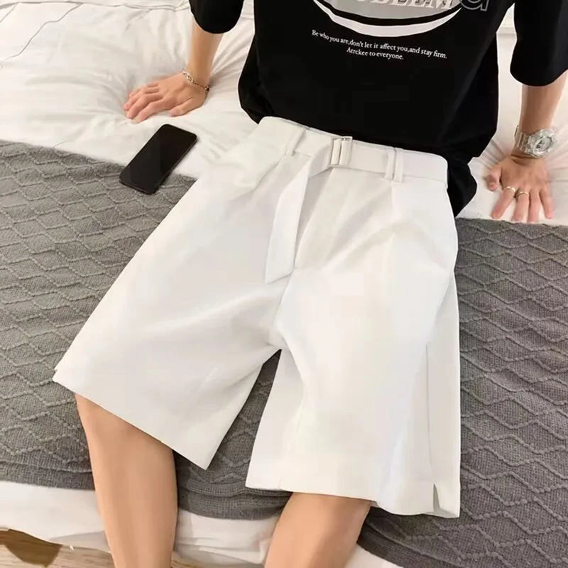 mens suit shorts summer fashion korean version solid color drape five point pants popular casual trend loose street y2k shorts casual urban shorts