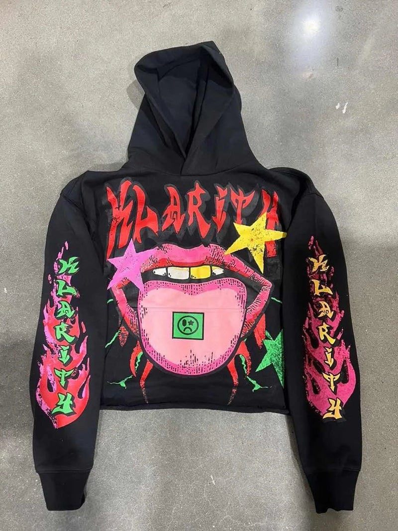 Colorful Harajuku-inspired hoodie with anime artwork