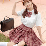 Japanese Korean Student Short Sleeve Sexy Jk Uniform Set High School Clothes Pleated Skirt Girl Seifuku Dress Cosplay Schoolgirl