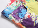 fashion colorful graffiti printed jeans printed denim pants men biker zipper jeans streetwear slim fit y2k hip hop pants joggers unique joggers style 2462