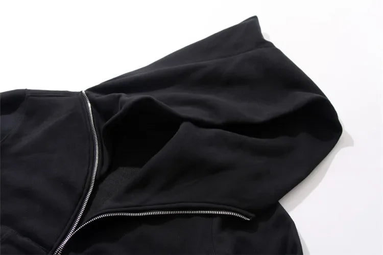 New Hoodies Men Zipper Cardigan Harajuku Black Sweatshirts Hip Hop Swa