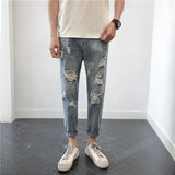 2023 autumn new light luxury fashion jeans men casual trousers korean version all match boutique clothing simple style unique jeans style 3977