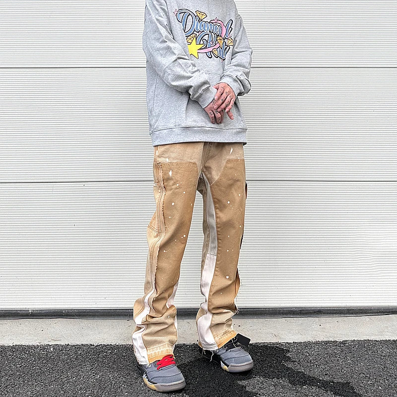 color washed denim mens jeans pants fashion graffiti patchwork loose biker red jeans streetwear hip hop casual straight pants unique jeans style 5180
