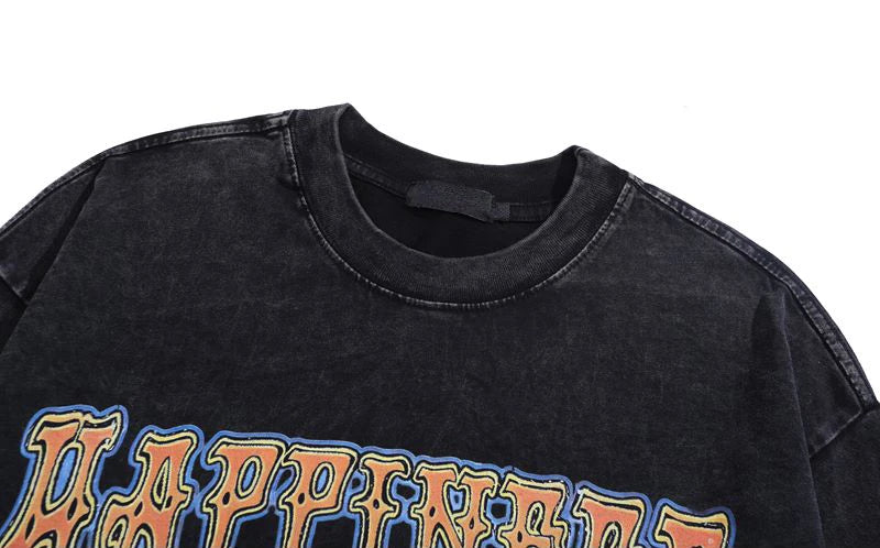 Gothic Vintage t-shirt – Distressed Washed T Shirt Harajuku Skull Letter Pritned Unis