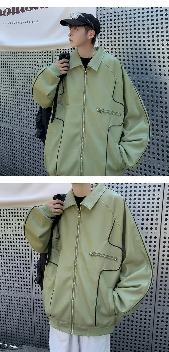 American Retro Pu Leather Jacket Spring And Autumn Hiphop High Street